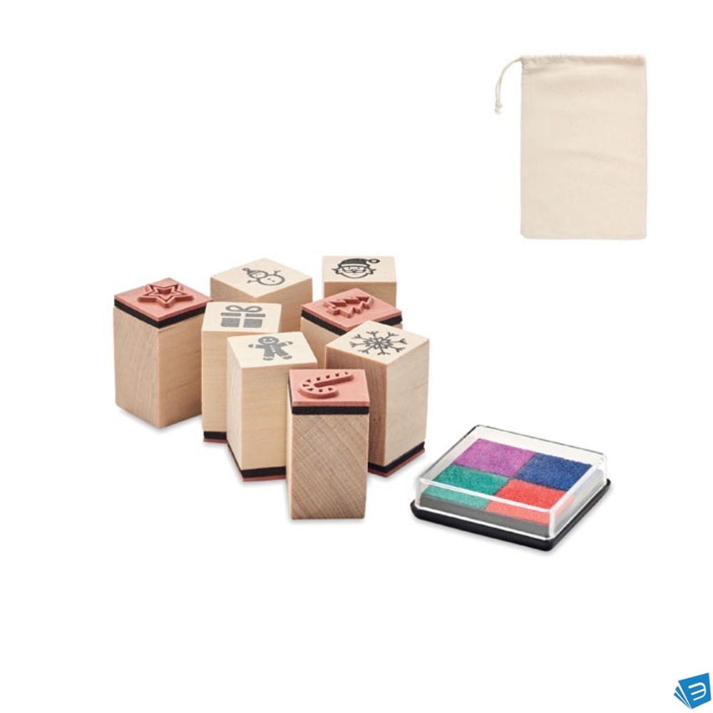 Set di 8 timbri natalizi in legno