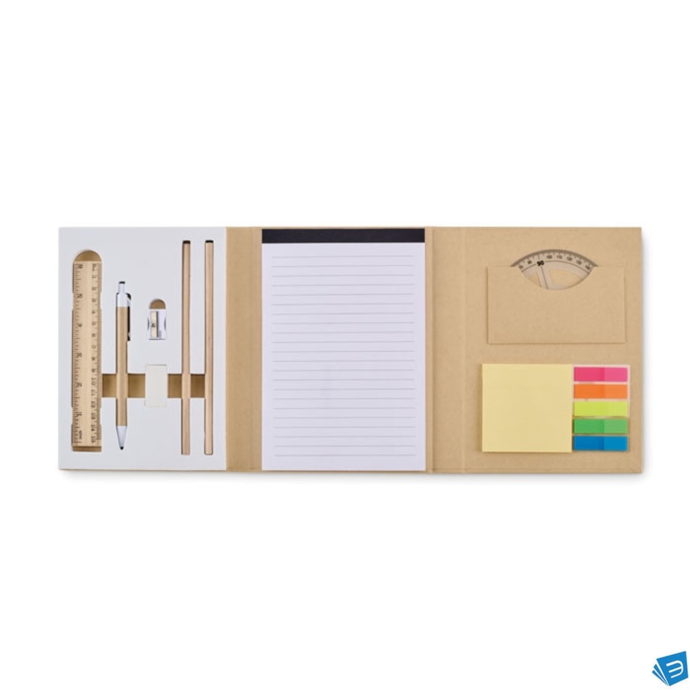 Set di cancelleria con blocco note