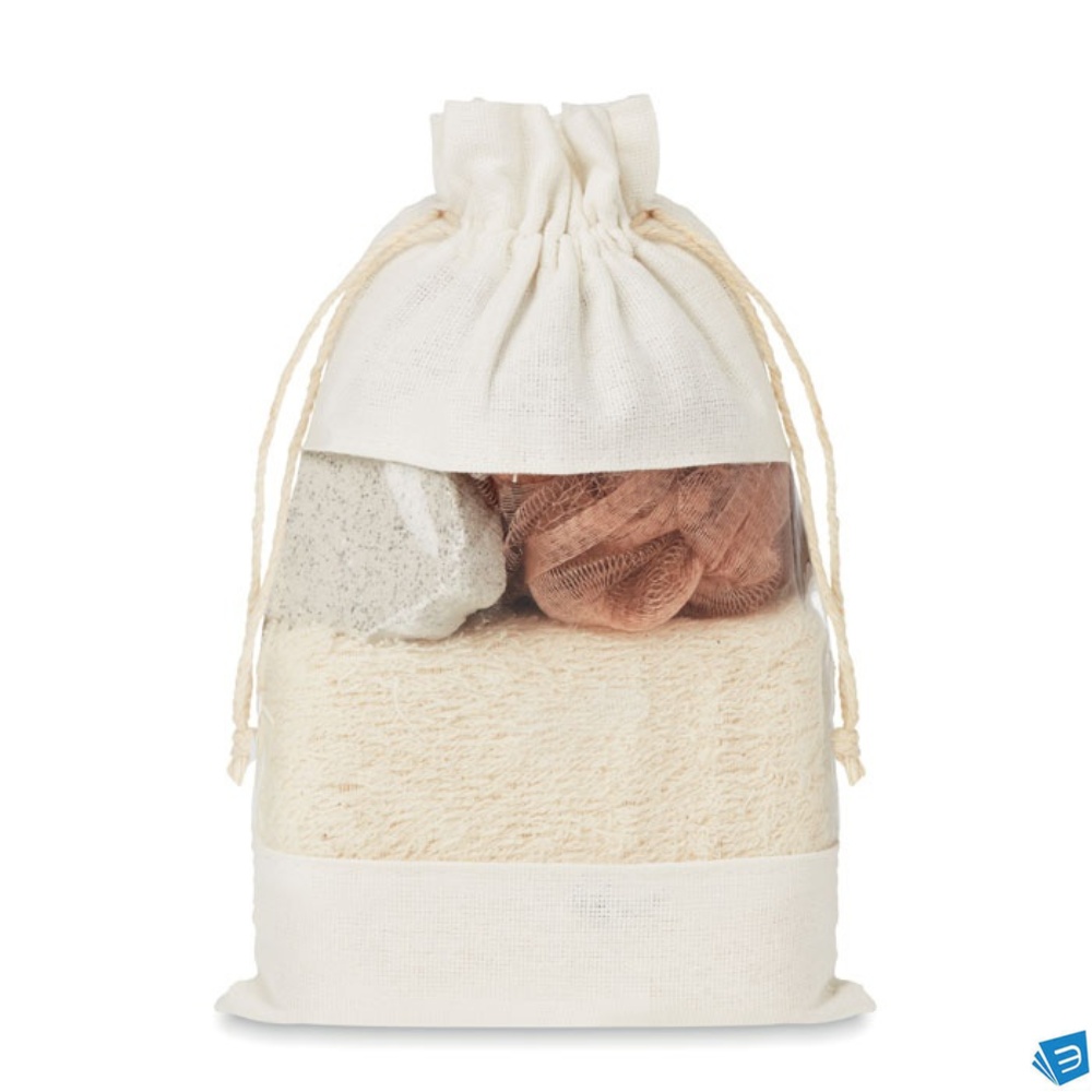 Set bagno in pouch di cotone