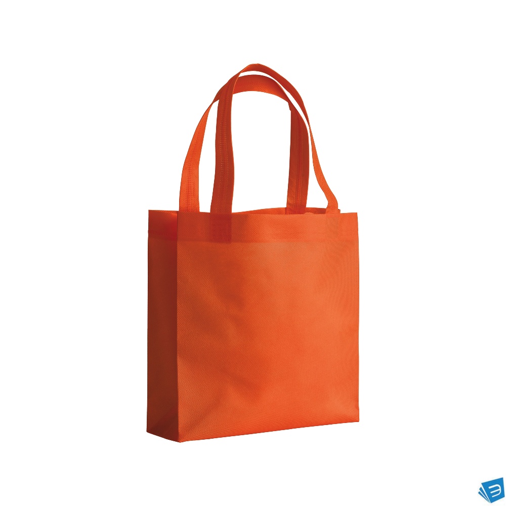 Shopper mini con soffietto in TNT 80 g/m2 cucito, manici corti