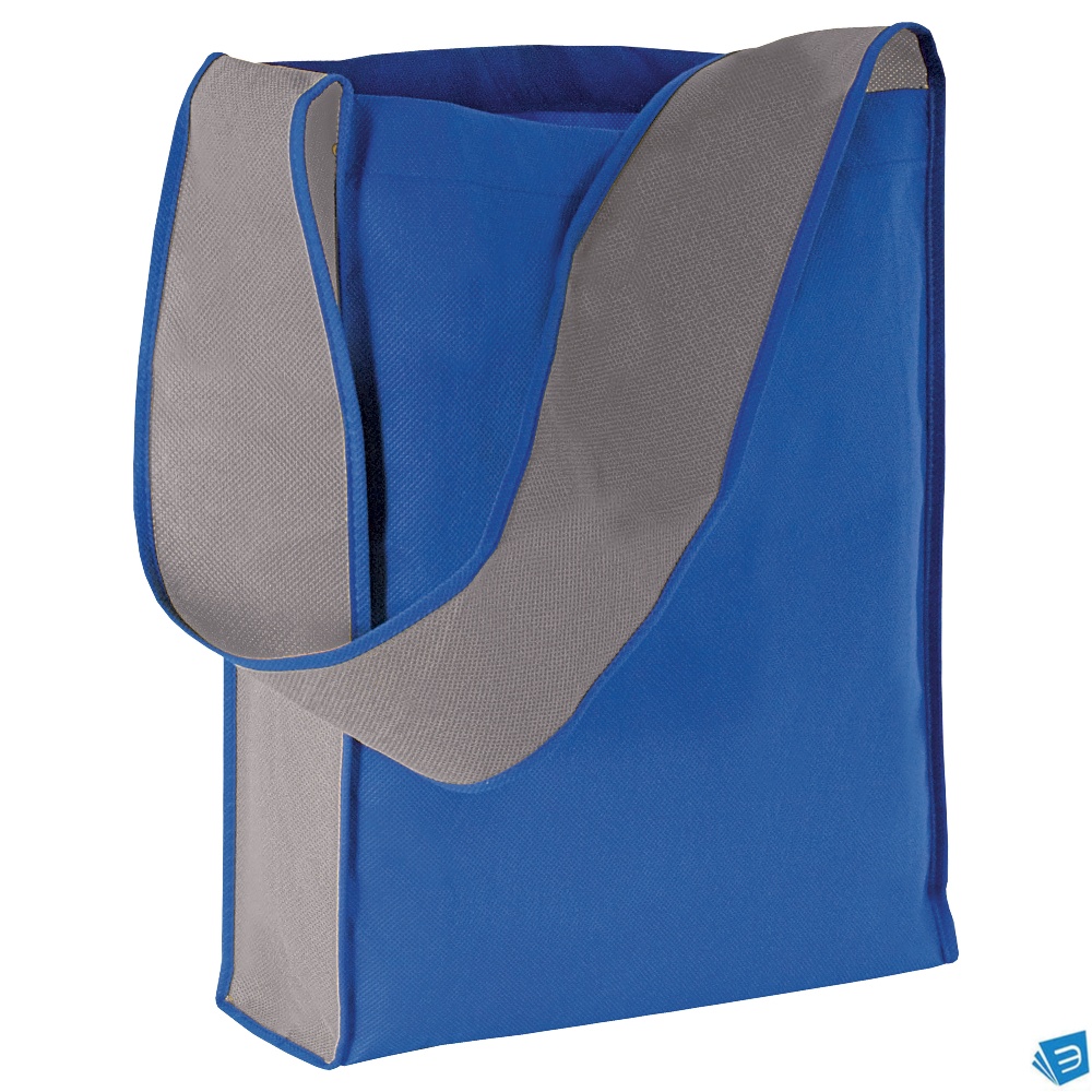 Shopper bicolore in TNT, tracolla e soffietto