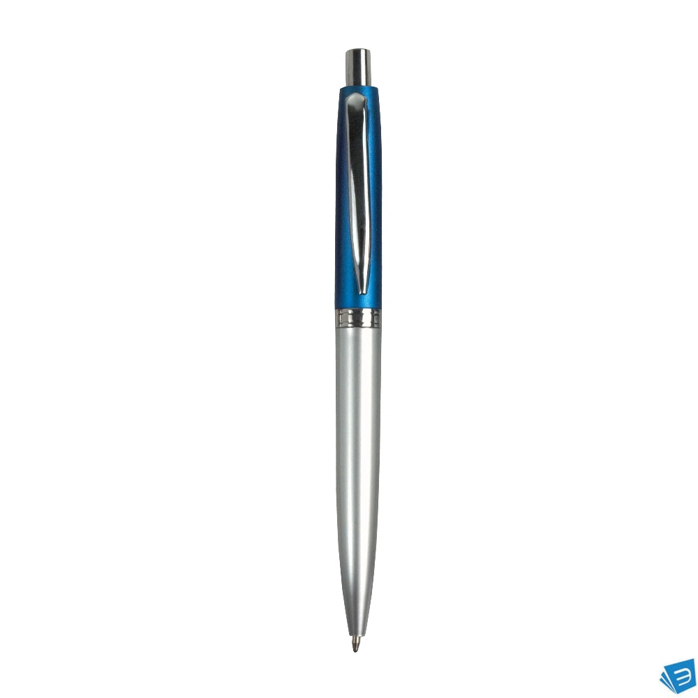 Penna a scatto in plastica con fusto bicolore e clip in metallo