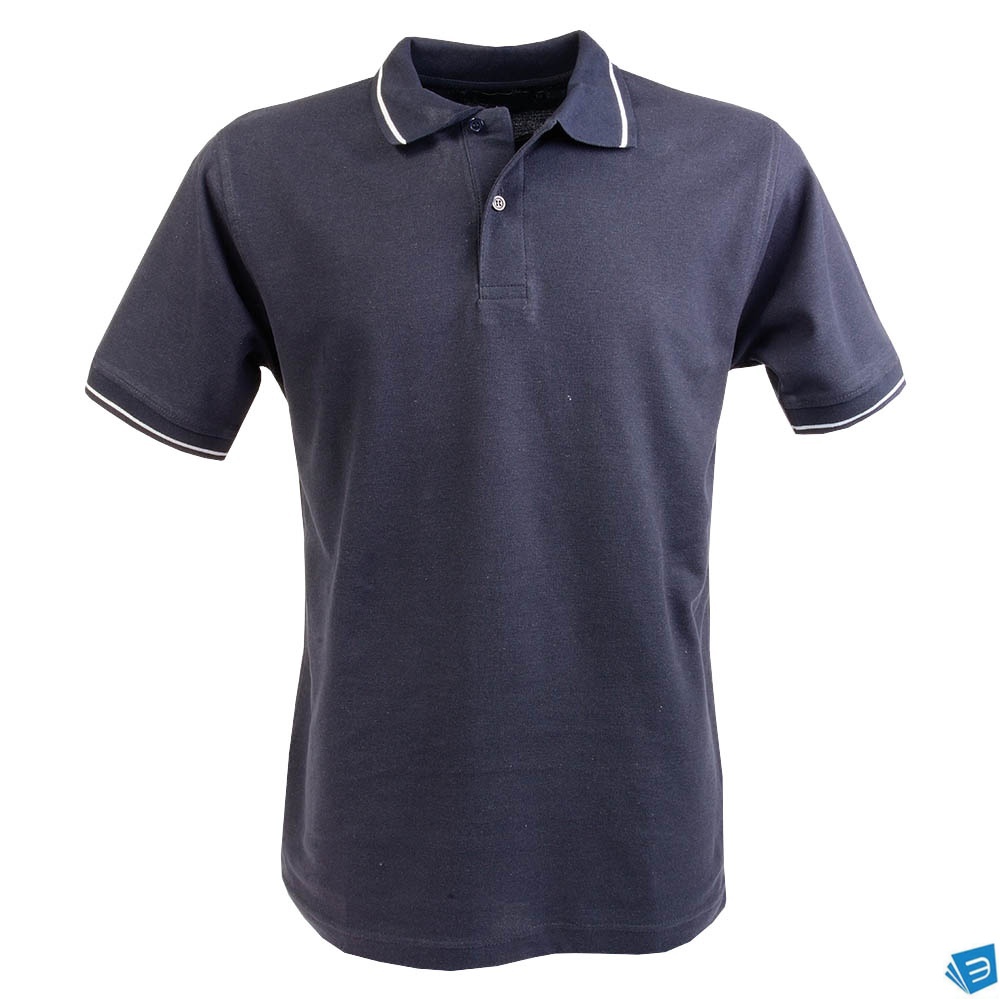 Polo a piqué di cotone 100% 180 g/m2 con riga in contrasto, manica corta