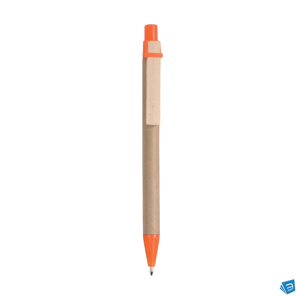 Penna a scatto, in cartoncino, con clip in legno