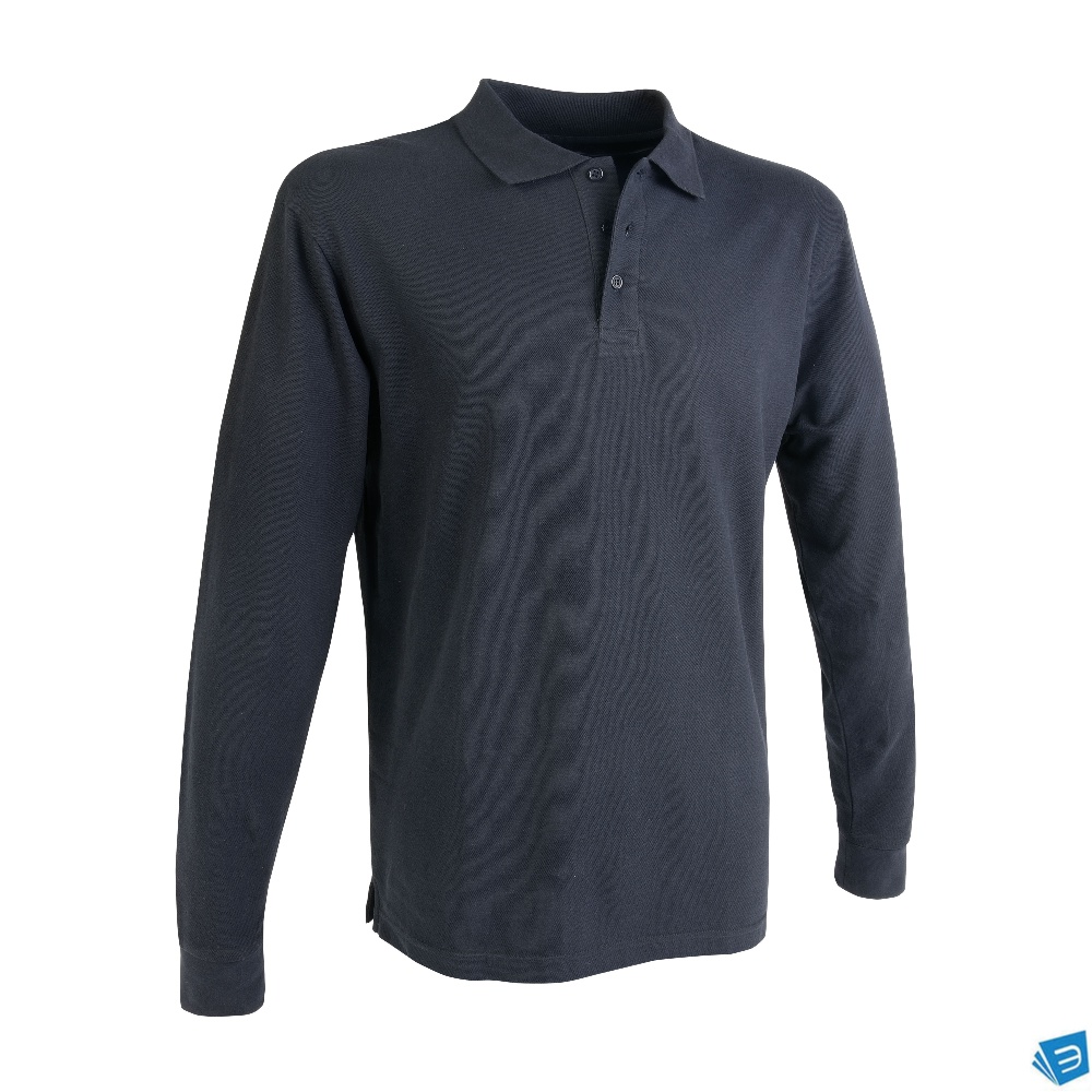 Polo piqué di cotone 100% 180 g/m2, manica lunga, tinta unita