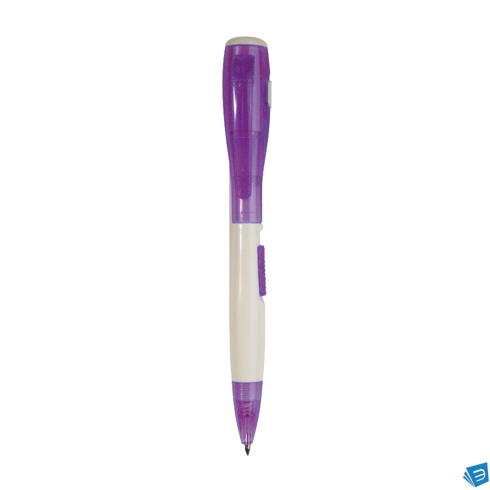 Penna in plastica con luce, batteria inclusa