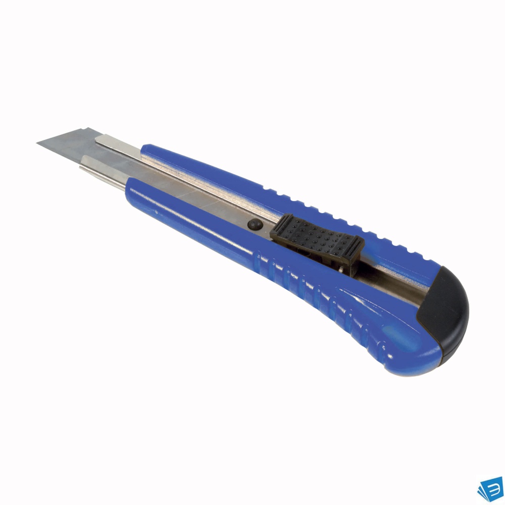 Cutter/taglierino in ABS con fermo lama, grande e 2 lame di ricambio