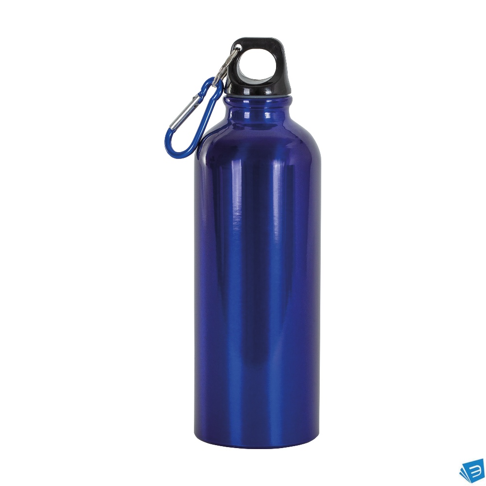 Borraccia in alluminio (500ml), con tappo in plastica e moschettone