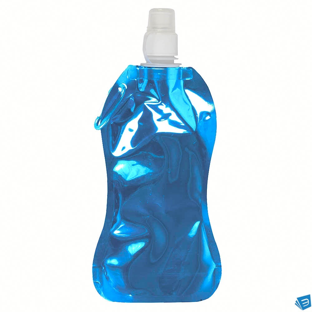 Borraccia in PE/PET BPA free ripiegabile (480ml), con moschettone