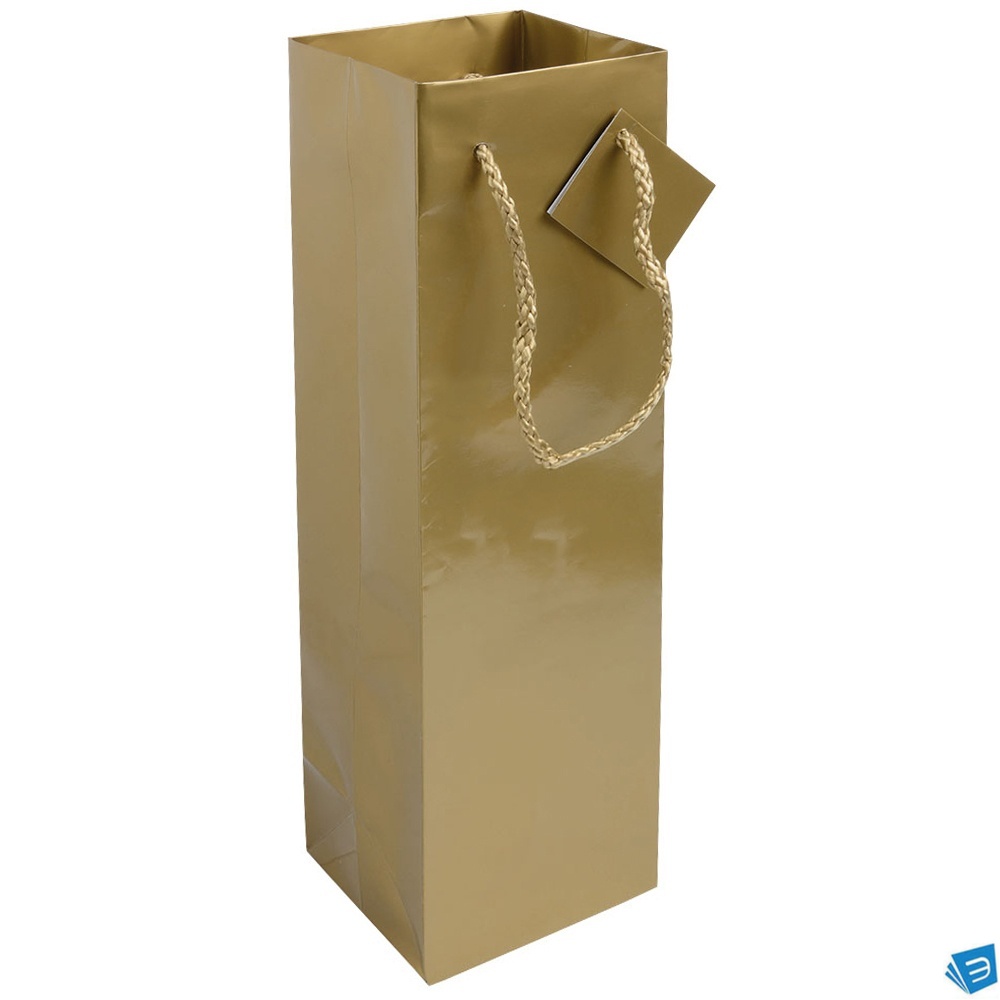 Shopper con soffietto porta bottiglia in carta laminata 157 g/m2 con rinforzo alla base