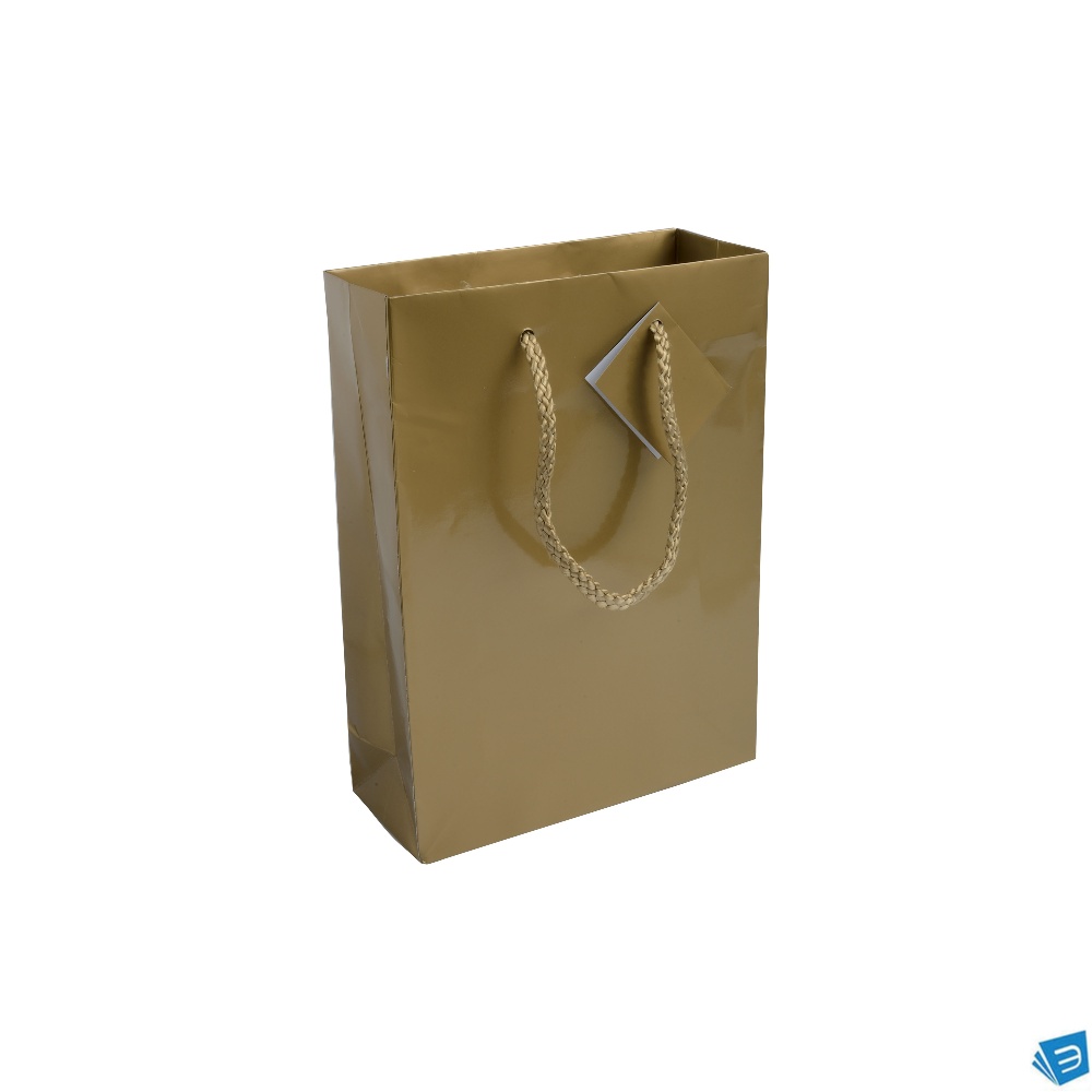 Shopper con soffietto in carta laminata 157 g/m2 con rinforzo alla base