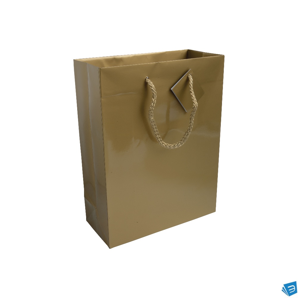 Shopper con soffietto in carta laminata 157 g/m2 con rinforzo alla base