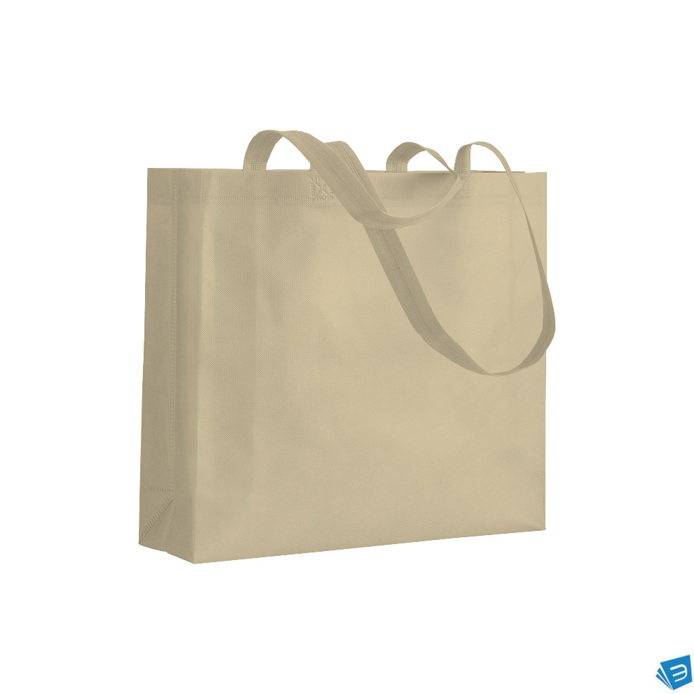 Shopper con soffietto in TNT 80 g/m2 termosaldato, manici lunghi