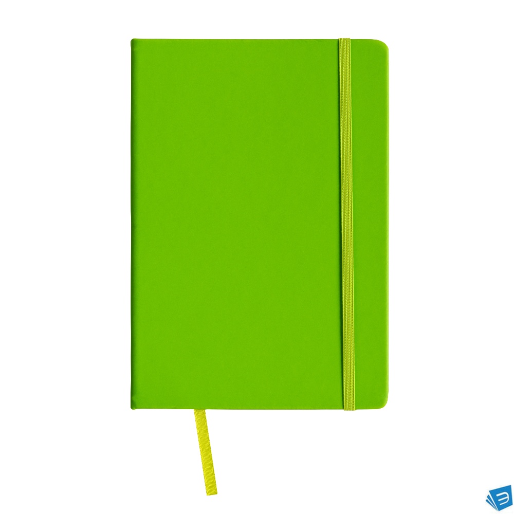 Quaderno in PU con elastico colorato, fogli a quadretti (80 pag.), segnalibro in raso