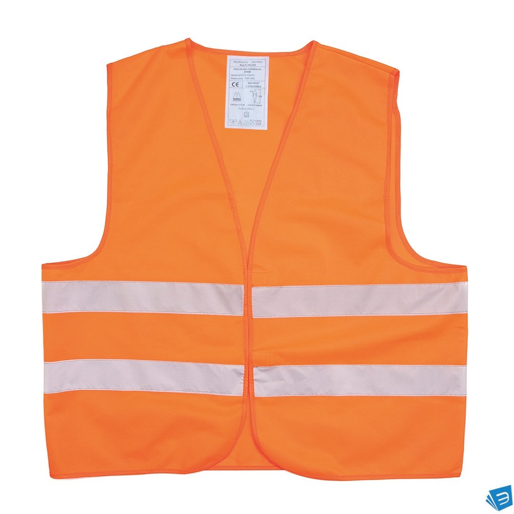 Gilet ad alta visibilità in poliestere di colore fluo con bande catarifrangenti ENISO20471