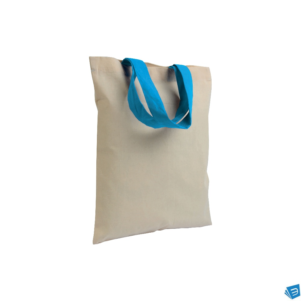 Shopper mini in cotone naturale 135 g/m2, manici corti colorati