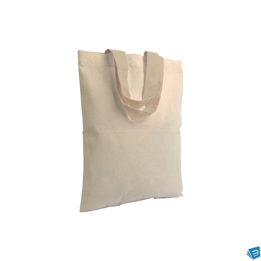 Shopper mini in cotone naturale 135 g/m2, manici corti colorati