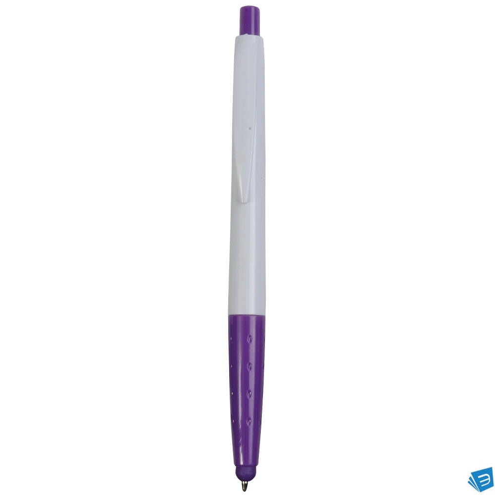 Penna a scatto in plastica, con gommino per touch screen