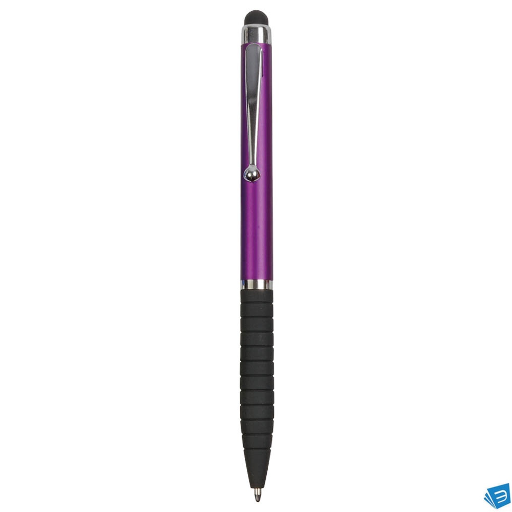 Penna twist in plastica, con impugnatura gommata e gommino per touch screen