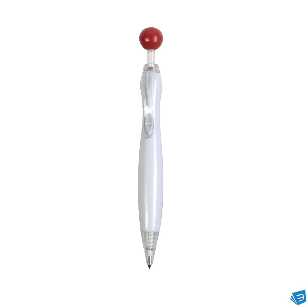 Penna a scatto in plastica con pulsante tondo colorato