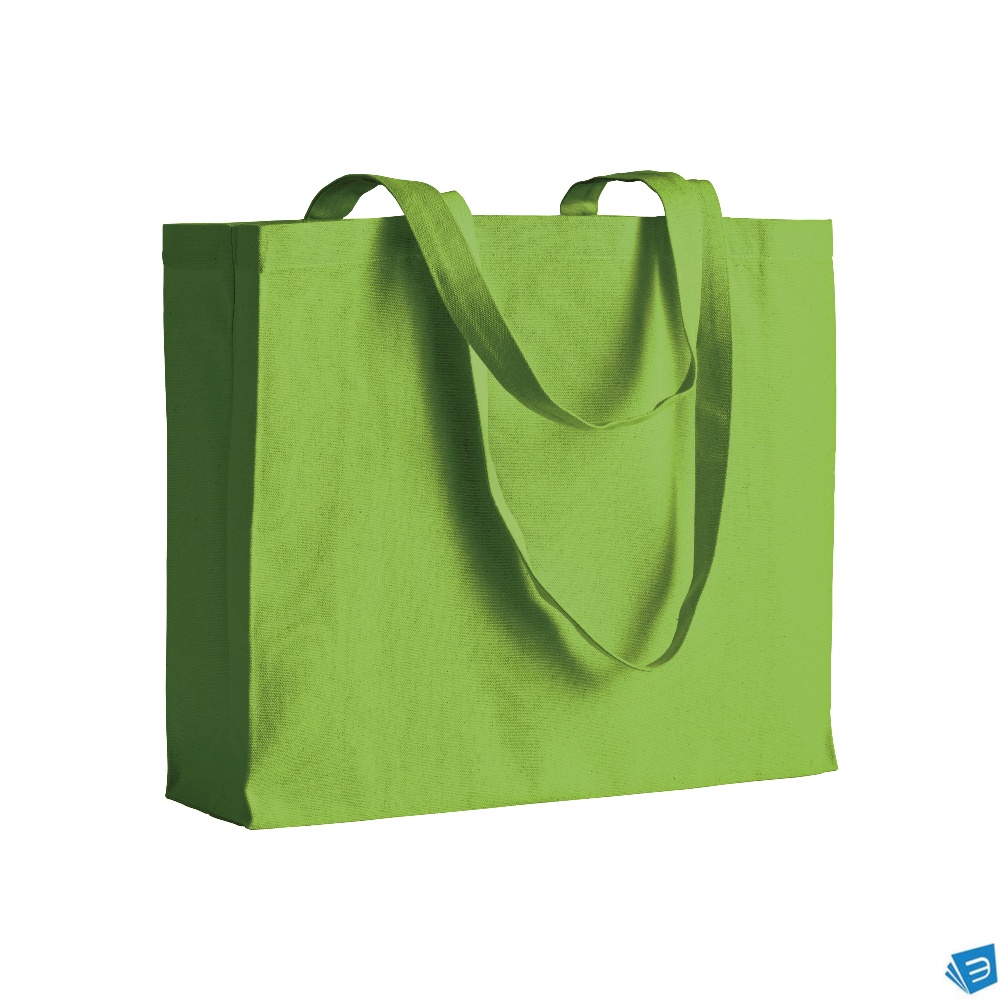 Shopper con soffietto in cotone 200 g/m2, manici lunghi