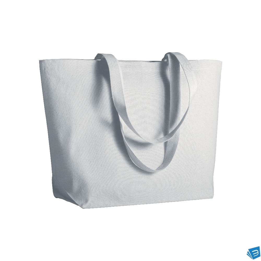 Shopper con soffietto alla base in cotone 280 g/m2, manici lunghi