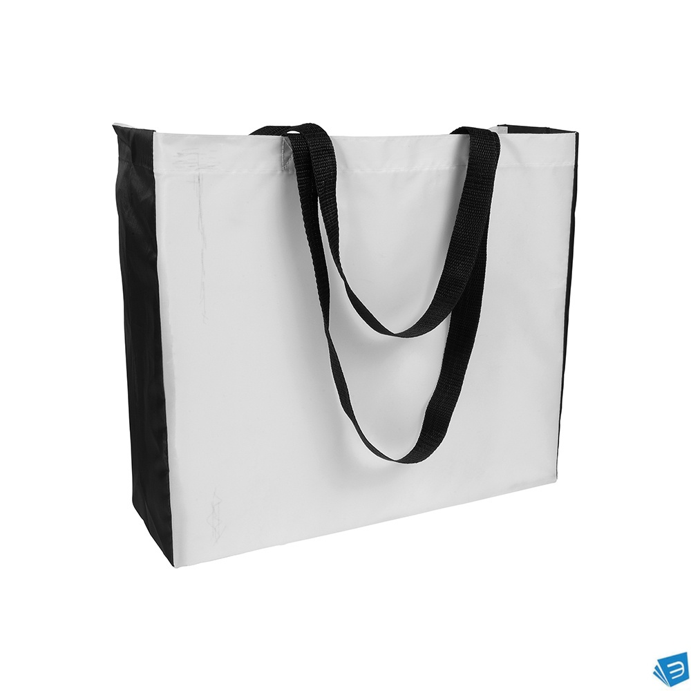 Shopper con soffietto colorato in poliestere 210D resistente al calore con lievi macchie