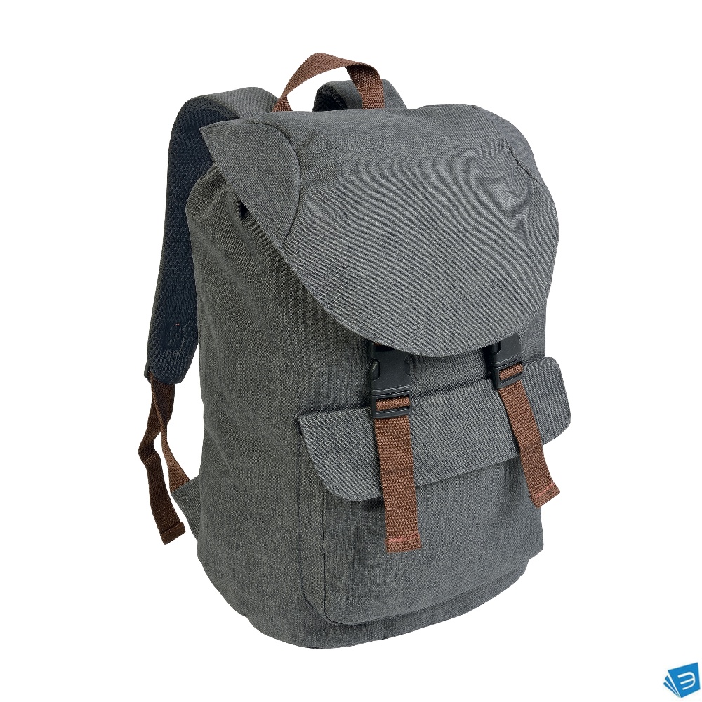 Zaino in poliestere two tone effetto melange con 2 tasche