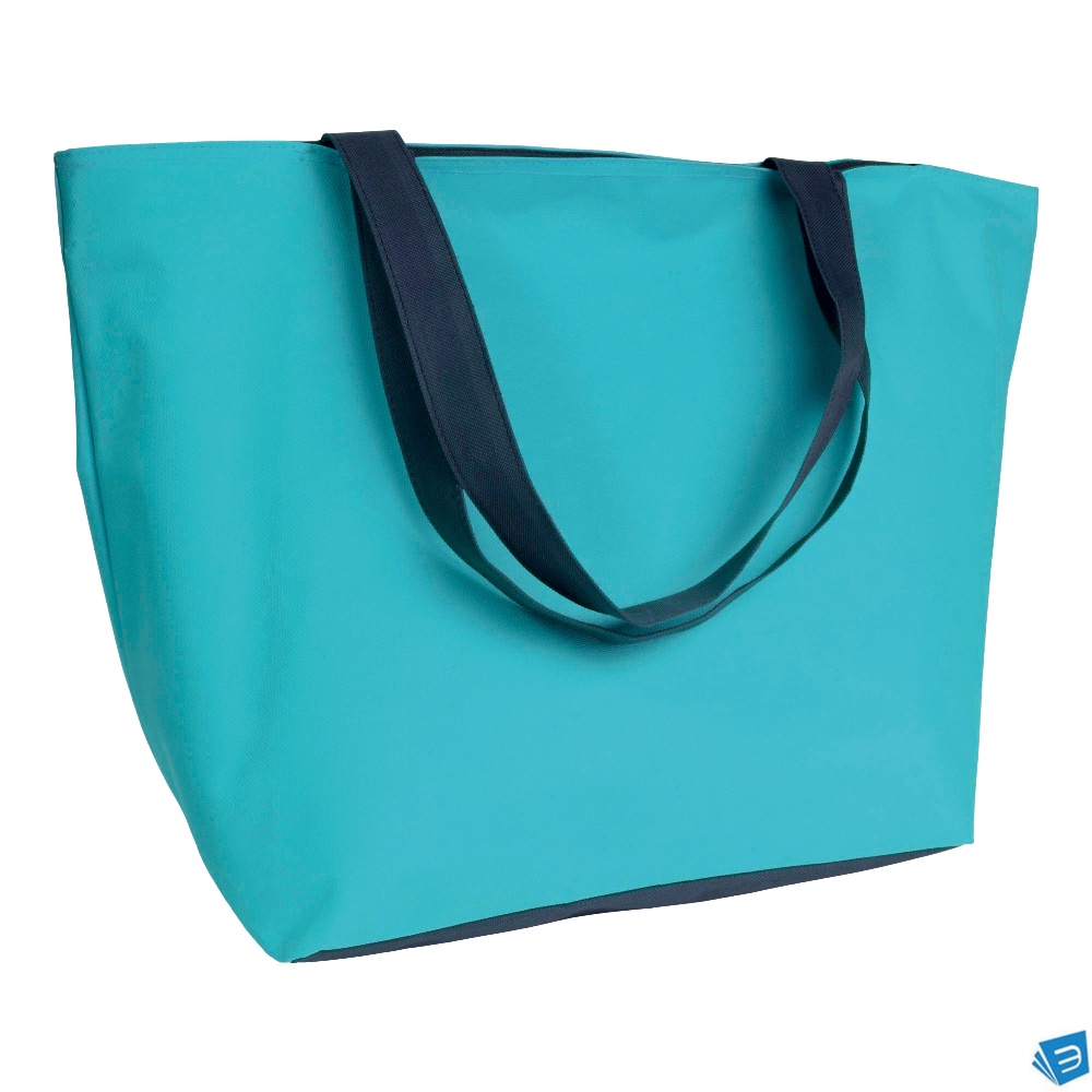 Borsa mare in poliestere 600D bicolore con manici lunghi, tasca interna e chiusura con zip