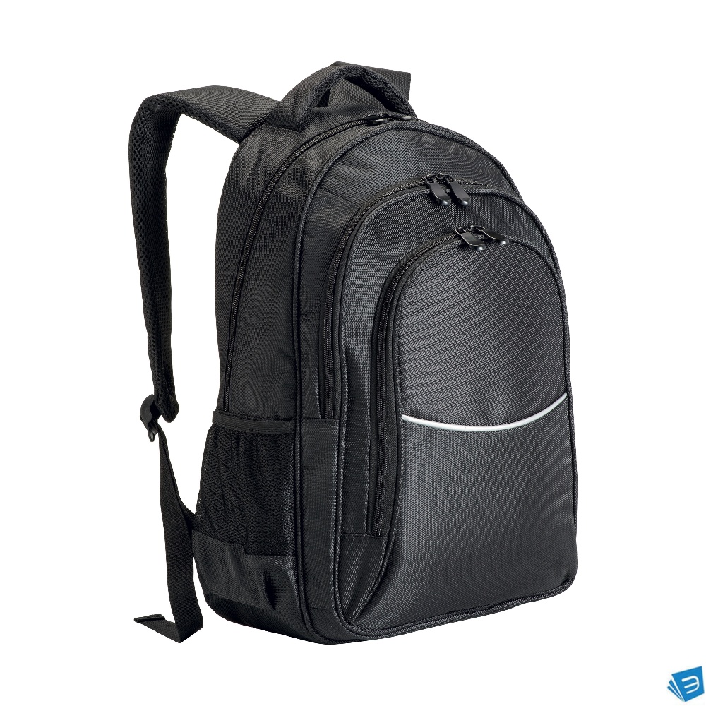 Zaino porta computer poliestere 1680D con tre tasche. Tasca principale porta pc