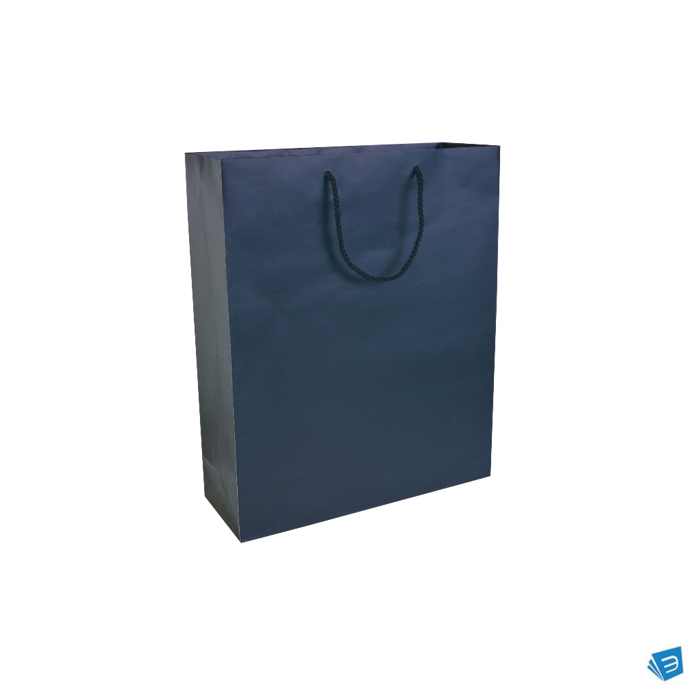 Shopper con soffietto in carta laminata opaca 157 g/m2 con rinforzo alla base