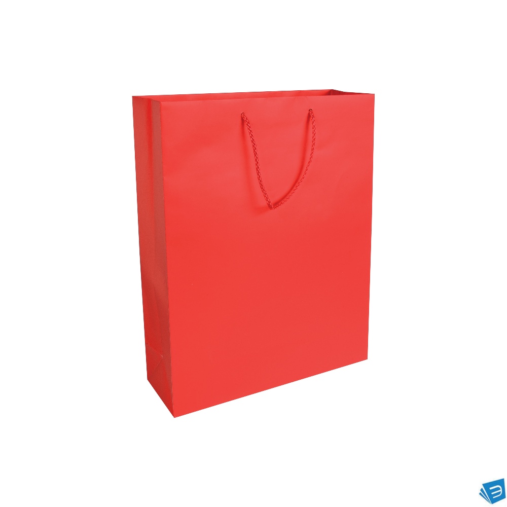 Shopper con soffietto in carta laminata opaca 157 g/m2 con rinforzo alla base