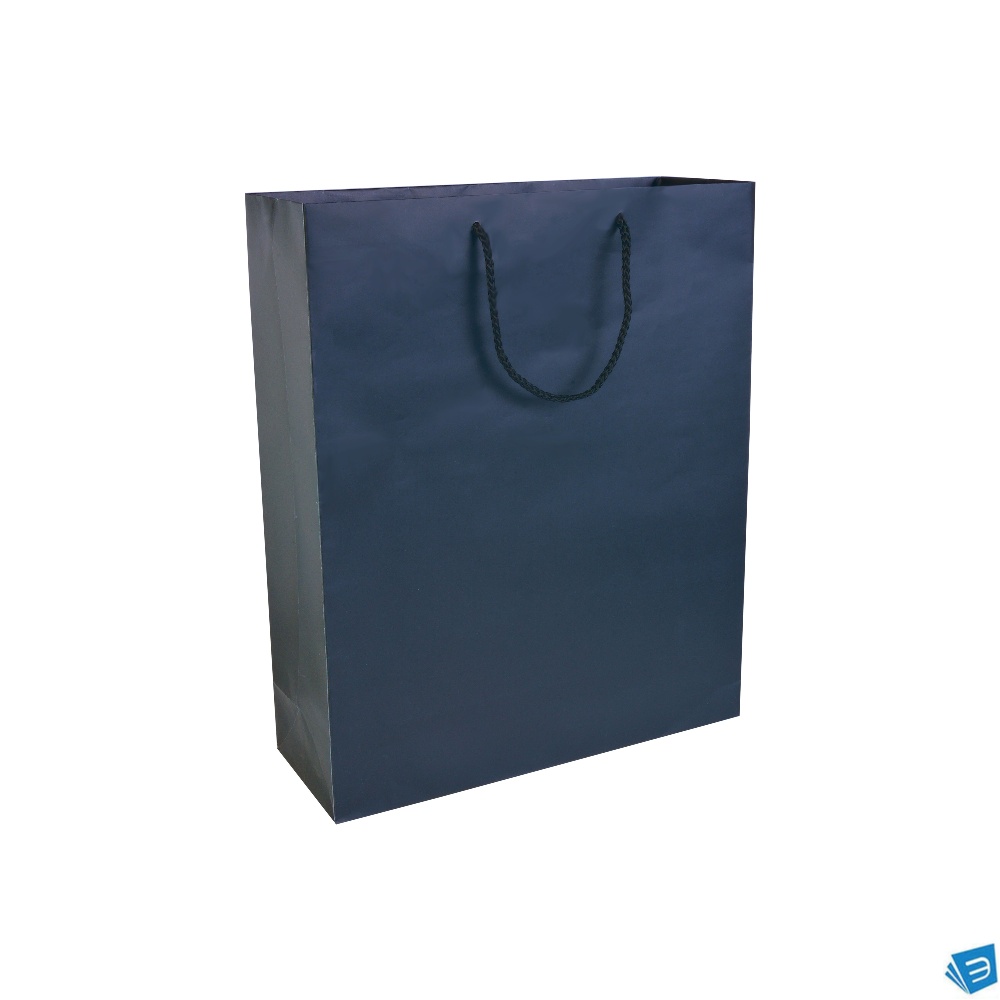 Shopper con soffietto in carta laminata opaca 157 g/m2 con rinforzo alla base