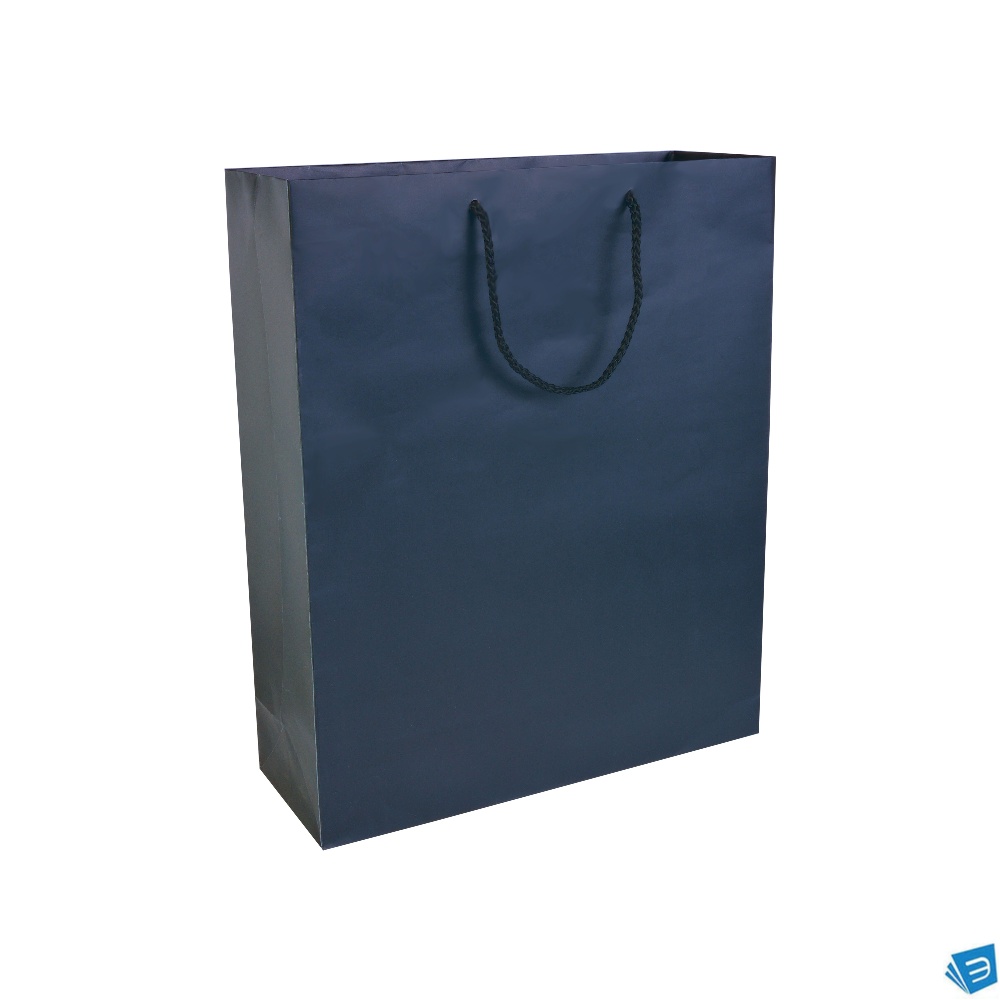Shopper con soffietto in carta laminata opaca 157 g/m2 con rinforzo alla base