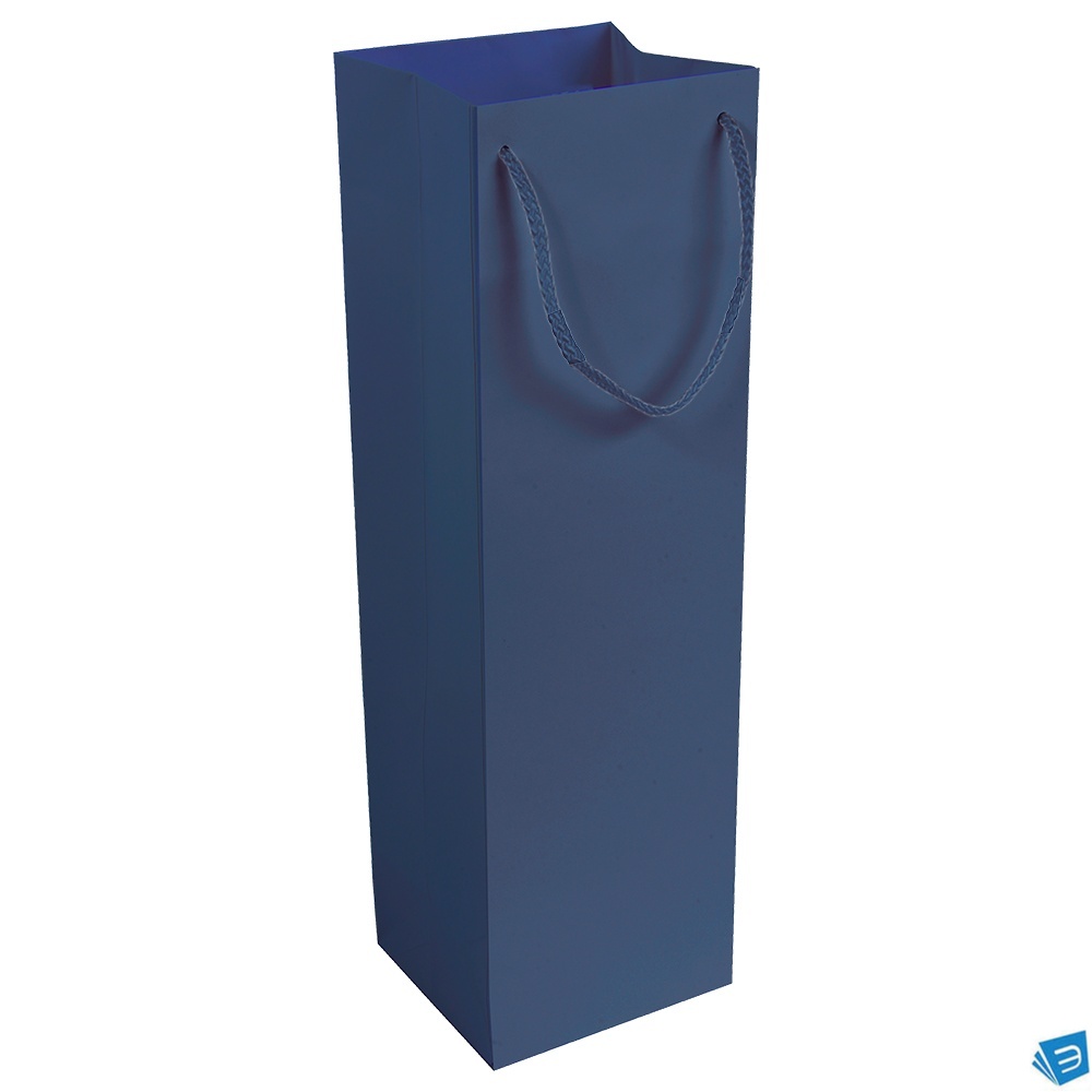 Shopper con soffietto porta bottiglia in carta laminata opaca 157 g/m2 con rinforzo