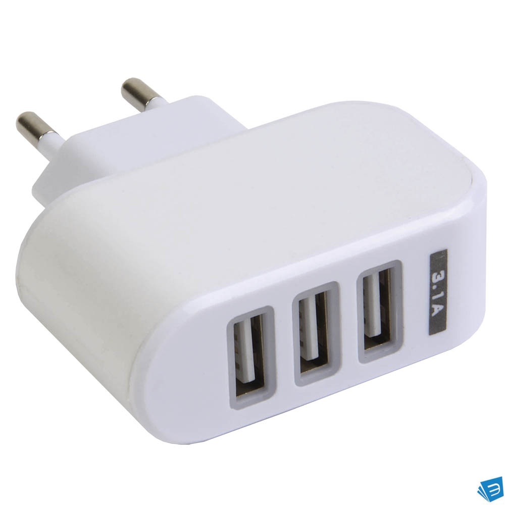 Caricatore multi-porta USB da parete ,in plastica con tre ingressi