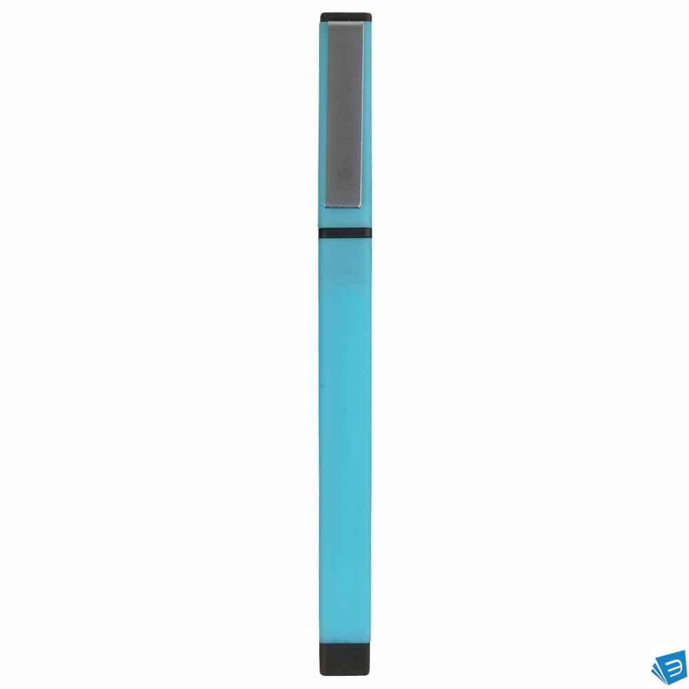Penna in plastica piatta gommata con clip piatta in metallo e cappuccio