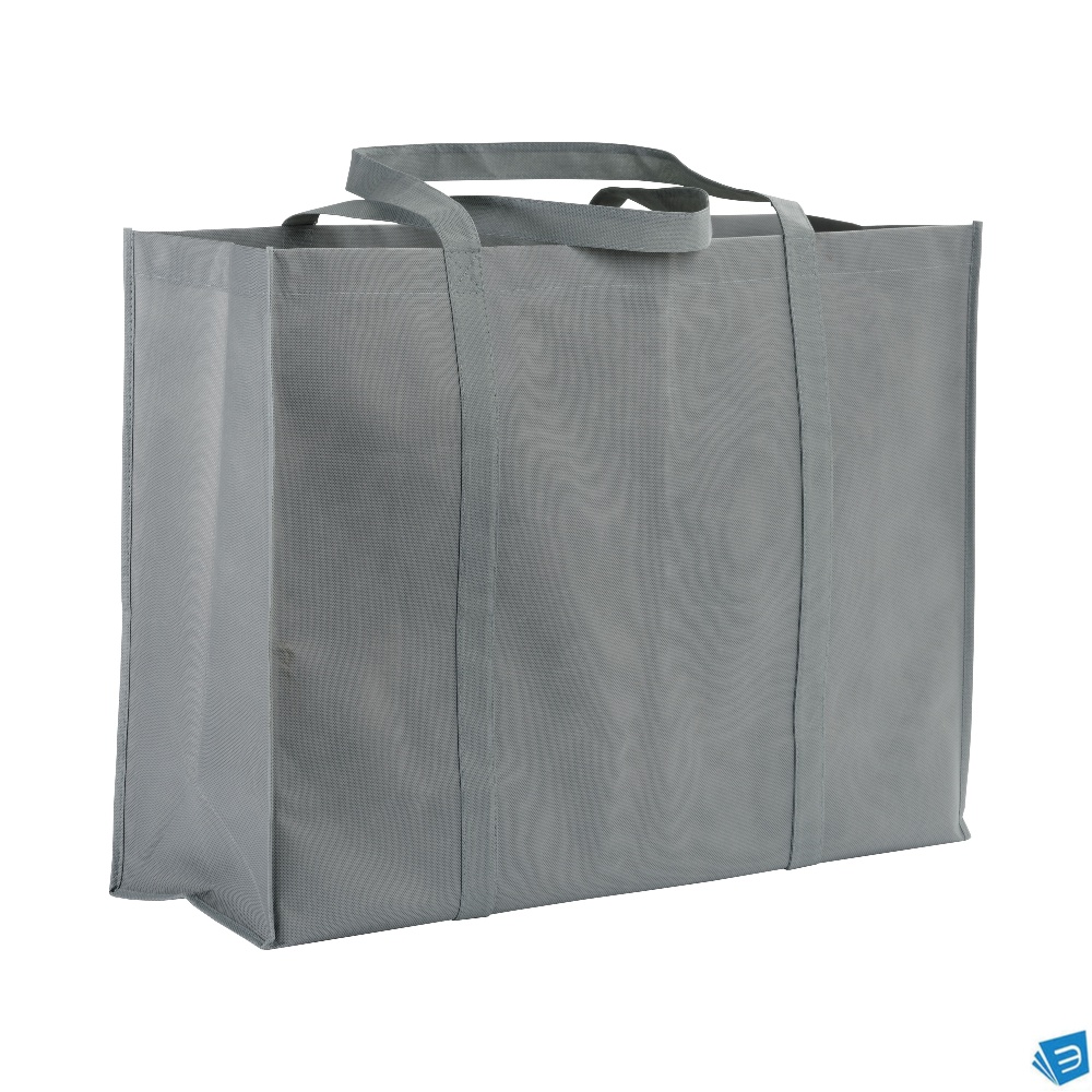 Shopper maxi con soffietto in TNT 100 g/m2 cucito, manici lunghi