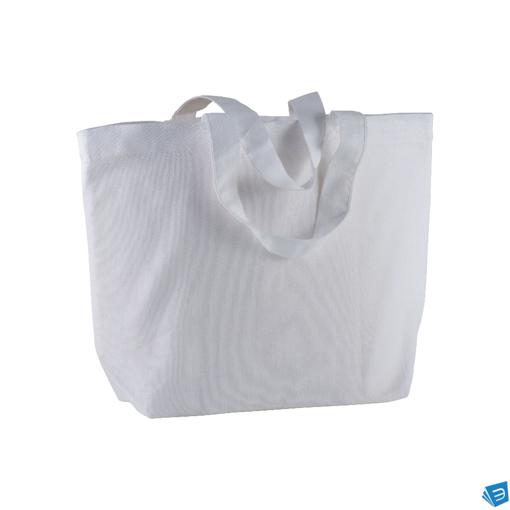 Shopper con soffietto alla base in cotone 120 g/m2, manici corti