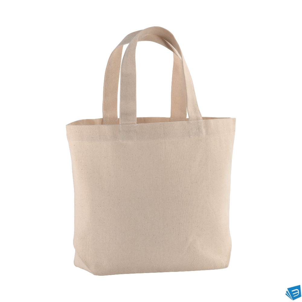 Shopper con soffietto alla base in cotone 120 g/m2, manici corti