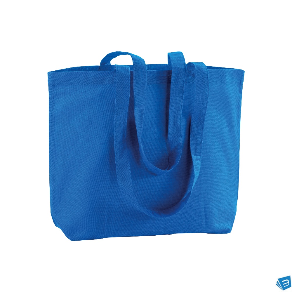 Shopper con soffietto alla base in cotone 120 g/m2, manici lunghi