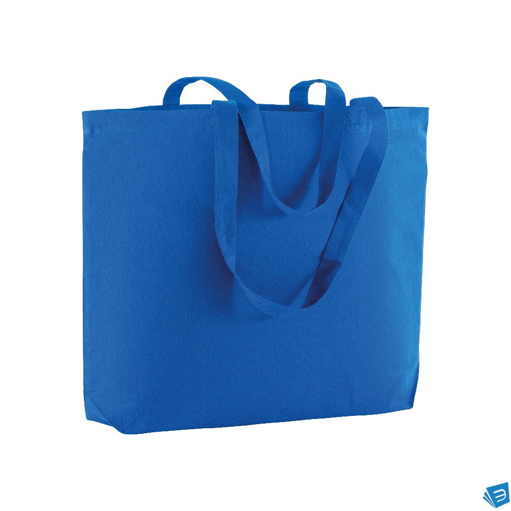 Shopper con soffietto alla base in cotone 135 g/m2, manici lunghi