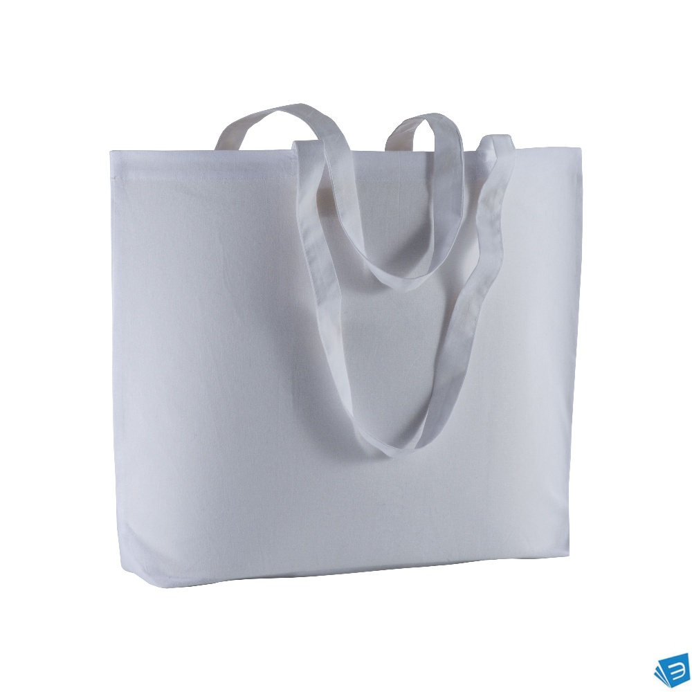 Shopper con soffietto alla base in cotone 135 g/m2, manici lunghi