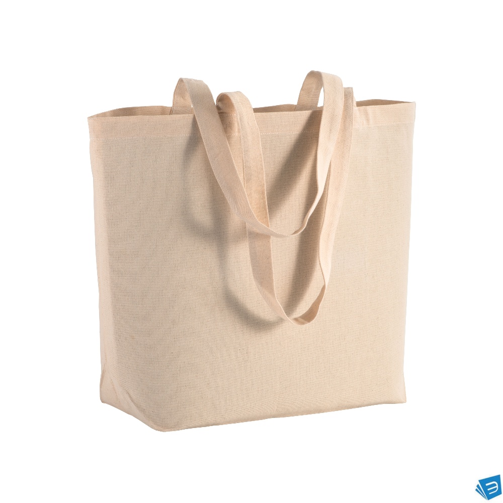 Shopper con soffietto alla base in cotone 135 g/m2, manici lunghi
