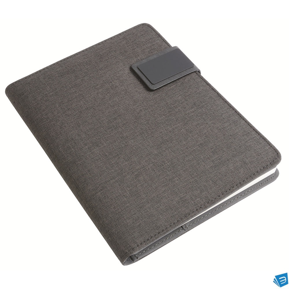 Tech organizer in tessuto mélange con quaderno a righe (A5)