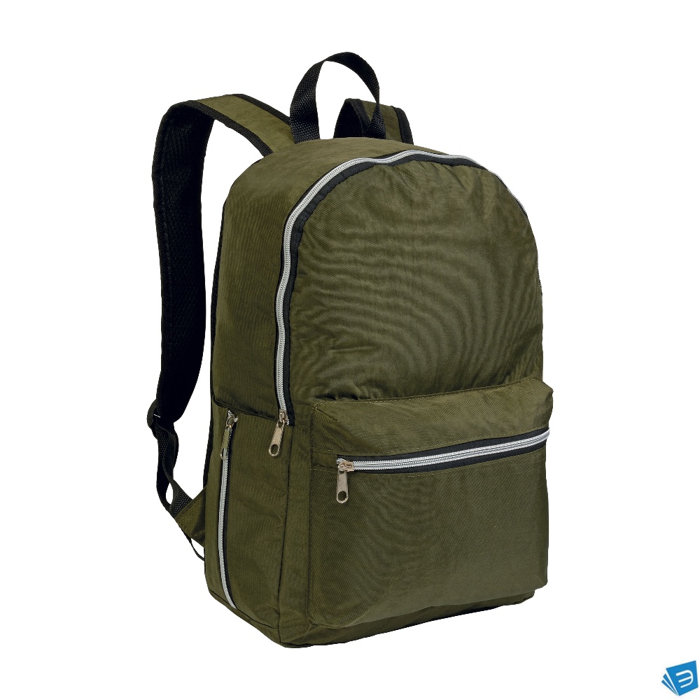 Zaino in nylon 420D con 4 tasche di cui 2 laterali a zip retinate
