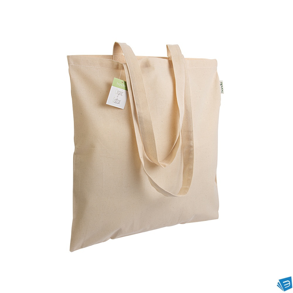 Shopper in cotone organico 140 g/m2, manici lunghi