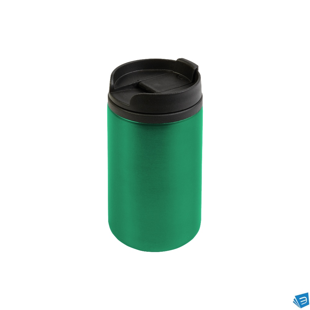 Tazza termica (300ml) in acciaio inox, con interno, manico e tappo in plastica