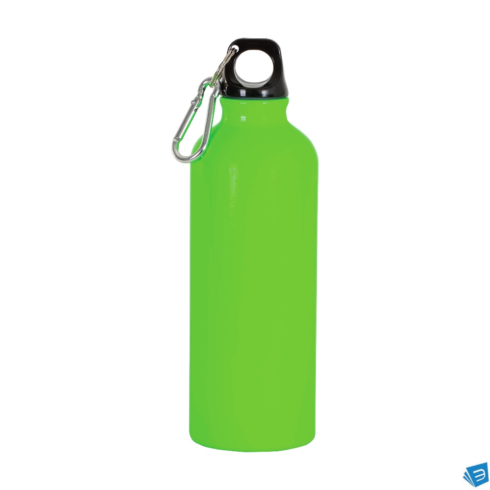 Borraccia in alluminio (500ml), con tappo in plastica e moschettone