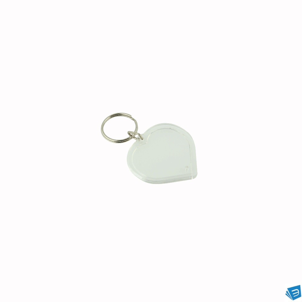 Portachiavi trasparente in plastica, porta etichetta/foto, a forma di cuore